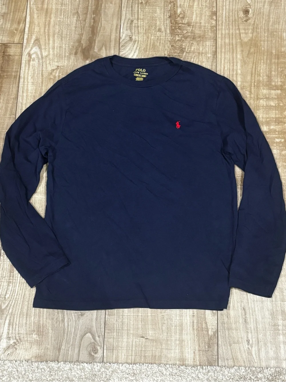 Polo by Ralph Lauren Navy Long Sleeve Crew with Red Pony